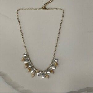 Lucky Brand Oceanic Collar Necklace Two Tone Chain W/ Seashell Charms